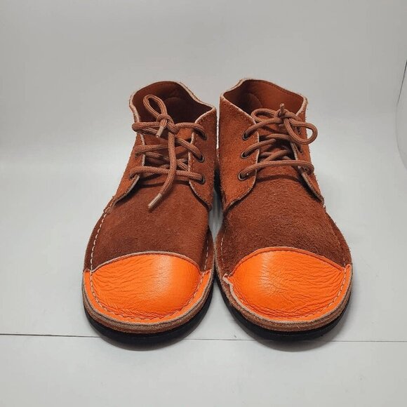 Brother Vellies Women's Leather Chukka Ankle Orange Cap Toe Lace Up Boots W7 M5 - Picture 2 of 8